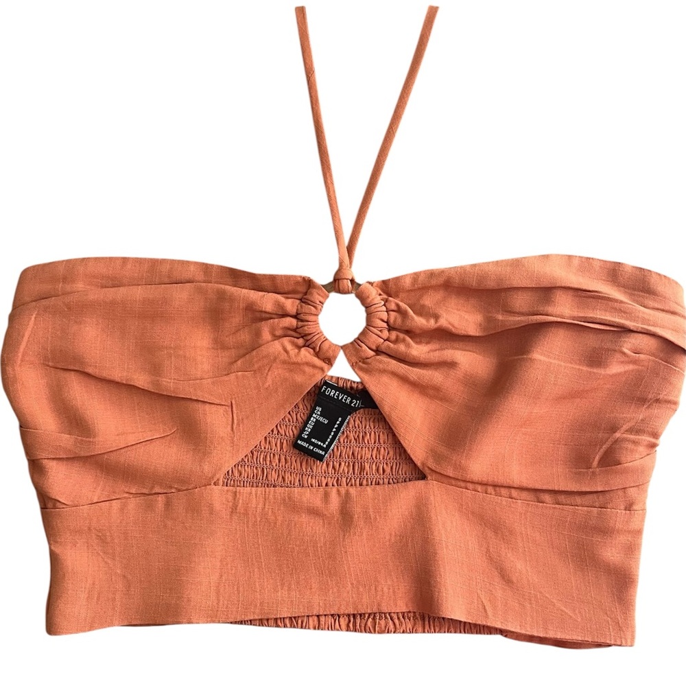 Forever 21 Burnt Orange Smocked Crop Top S